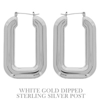 FLASH-PLATED ELLIPSE HOOP EARRINGS