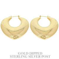 FLASH-PLATED PUFF HOOP EARRINGS