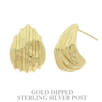 FLASH-PLATED RIDGE BEDDED TEARDROP EARRINGS
