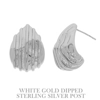 FLASH-PLATED RIDGE BEDDED TEARDROP EARRINGS