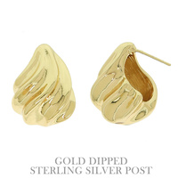 FLASH-PLATED HOLLOW CONCH TEARDROP EARRINGS