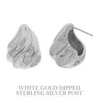 FLASH-PLATED HOLLOW CONCH TEARDROP EARRINGS