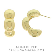 FLASH-PLATED PUFFY HOOP POST EARRINGS