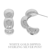 FLASH-PLATED PUFFY HOOP POST EARRINGS