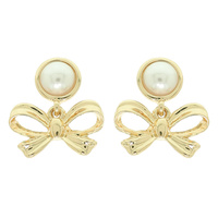 SHORT TAIL BOW STUD EARRINGS