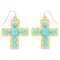 BEZEL JEWELED CROSS EARRINGS