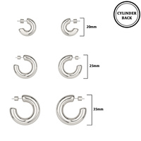 3 PAIR PUSH-BACK C HOOP EARRING SET
