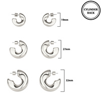3 PAIR ELBOW HOOP EARRING SET