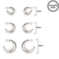 3 PAIR CRESCENT HOOP EARRING SET