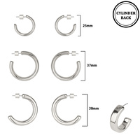 3 PAIR PUSH-BACK C HOOP EARRING SET
