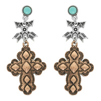 WESTERN CROSS POST DANGLE EARRINGS