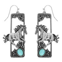 WESTERN WILD HORSE DANGLE EARRINGS