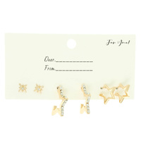 3 PAIR JEWELED STAR POST EARRING SET