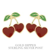 GOLD PLATED CHERRY HEARTS EARRINGS