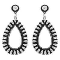 WESTERN BUBBLE PATTERN OPEN TEARDROP EARRINGS