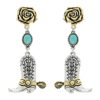 WESTERN FLORAL COWBOY BOOT EARRINGS