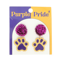 GAMEDAY DOG PAW POM EARRINGS