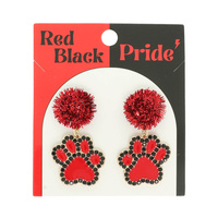 GAMEDAY DOG PAW POM EARRINGS