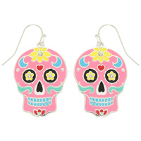 HALLOWEEN JEWELED ENAMEL SUGAR SKULL EARRINGS