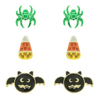 3-PACK HALLOWEEN THEMED ENAMEL POST EARRINGS