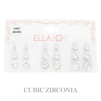3 PAIR CZ STUD EARRING SET