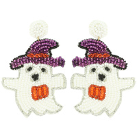 HALLOWEEN BEWITCHED GHOST BEADED EARRINGS
