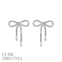 CZ BOW KNOT POST EARRINGS