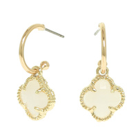 CRYSTAL CLOVER OPEN HOOP EARRINGS