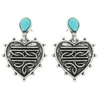 WESTERN BOOT STITCH HEART EARRINGS