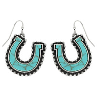 WESTERN TURQUOISE HORSESHOE EARRINGS