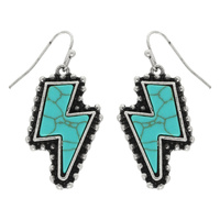 WESTERN TURQUOISE THUNDER BOLT EARRINGS