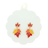 FALL THEME CRYSTAL LEAF EARRINGS
