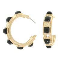 COLORED STONE HOOP EARRINGS