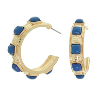 COLORED STONE HOOP EARRINGS