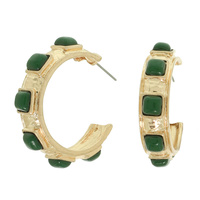 COLORED STONE HOOP EARRINGS