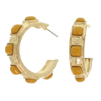 COLORED STONE HOOP EARRINGS