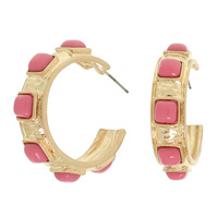 COLORED STONE HOOP EARRINGS