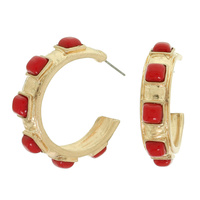 COLORED STONE HOOP EARRINGS