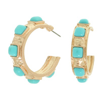 COLORED STONE HOOP EARRINGS