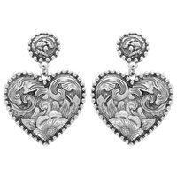 WESTERN FLORAL HEART POST EARRINGS
