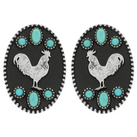 WESTERN OVAL ROOSTER SILHOUETTE EARRINGS
