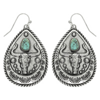 WESTERN LONGHORN TEARDROP EARRINGS