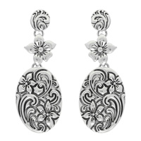 WESTERN FLORAL OVAL SCROLL DROP EARRINGS