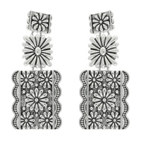 WESTERN FLORAL RECTANGLE DROP EARRINGS