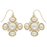 FACETED STONE CLUSTER DROP EARRINGS