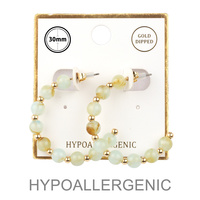 GOLD DIPPED MARBLE BEAD HOOP EARRING