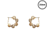 ACRYLIC MARBLE BEAD HOOP EARRINGS