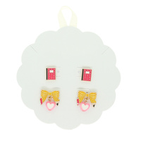 SCHOOL NOTEBOOK PENCIL BOW STUD SET