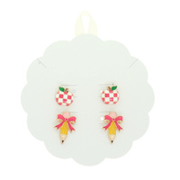 APPLE AND PENCIL STUD EARRING SET