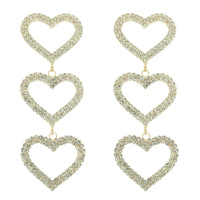 RHINESTONE PAVE HEART DANGLE EARRINGS